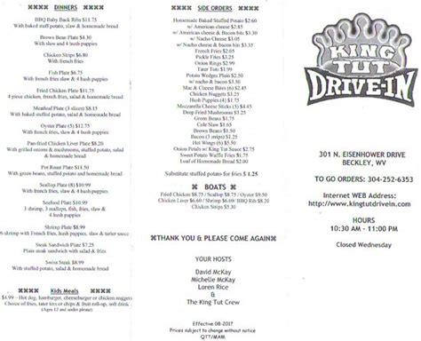 king tut drive in|king tut menu.